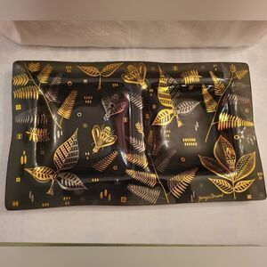 Vintage Mint George Briard Design Divided Smoke Glass Tray w/Gold & Silver Bees